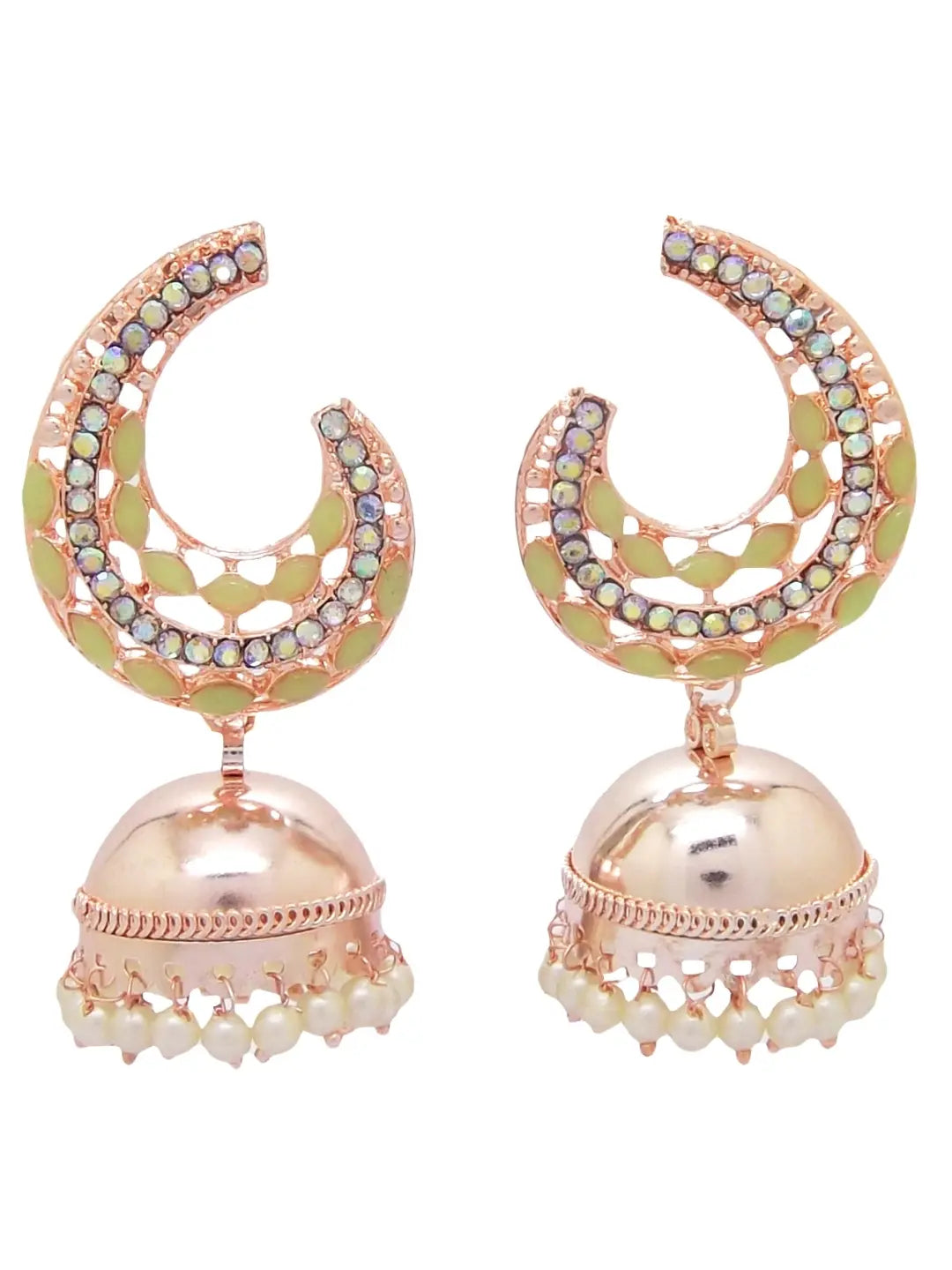 Light Green Kundan Jhumka Earrings